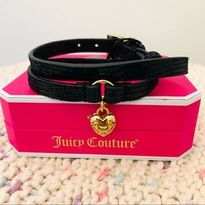 Brand new Juicy Couture black leather double wrap bracelet with gold charm